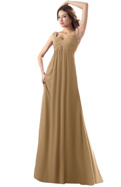 ColsBM Diana Indian Tan Modest Empire Thick Straps Zipper Floor Length Ruching Prom Dresses