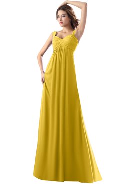 ColsBM Diana Lemon Curry Modest Empire Thick Straps Zipper Floor Length Ruching Prom Dresses