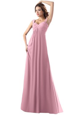 ColsBM Diana Light Coral Modest Empire Thick Straps Zipper Floor Length Ruching Prom Dresses