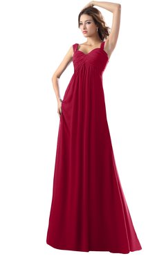 ColsBM Diana Maroon Modest Empire Thick Straps Zipper Floor Length Ruching Prom Dresses