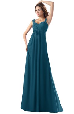 ColsBM Diana Moroccan Blue Modest Empire Thick Straps Zipper Floor Length Ruching Prom Dresses
