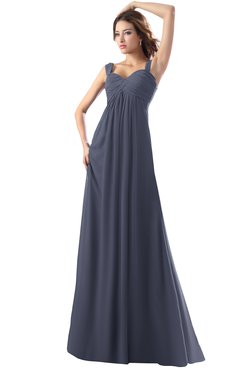 ColsBM Diana Nightshadow Blue Modest Empire Thick Straps Zipper Floor Length Ruching Prom Dresses