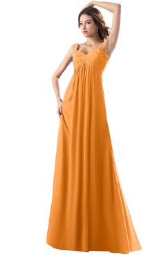 ColsBM Diana Orange Modest Empire Thick Straps Zipper Floor Length Ruching Prom Dresses