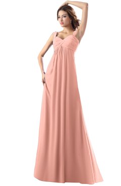 ColsBM Diana Peach Modest Empire Thick Straps Zipper Floor Length Ruching Prom Dresses