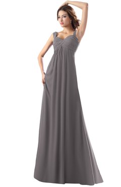 ColsBM Diana Ridge Grey Modest Empire Thick Straps Zipper Floor Length Ruching Prom Dresses