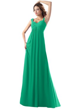 ColsBM Diana Sea Green Modest Empire Thick Straps Zipper Floor Length Ruching Prom Dresses