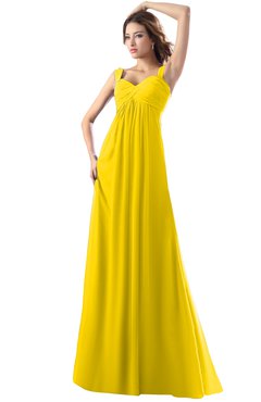 ColsBM Diana Yellow Modest Empire Thick Straps Zipper Floor Length Ruching Prom Dresses