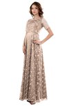 ColsBM Megan Fresh Salmon Gorgeous Column Scalloped Edge Short Sleeve Floor Length Lace Bridesmaid Dresses