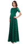 ColsBM Megan Pepper Green Gorgeous Column Scalloped Edge Short Sleeve Floor Length Lace Bridesmaid Dresses