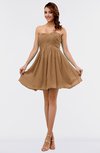 ColsBM Amani Light Brown Simple Sleeveless Zip up Short Ruching Party Dresses