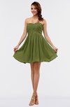 ColsBM Amani Olive Green Simple Sleeveless Zip up Short Ruching Party Dresses
