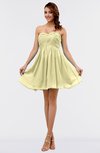 ColsBM Amani Soft Yellow Simple Sleeveless Zip up Short Ruching Party Dresses