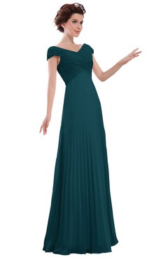 ColsBM Elise Blue Green Casual V-neck Zipper Chiffon Pleated Bridesmaid Dresses