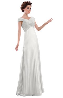 ColsBM Elise Cloud White Casual V-neck Zipper Chiffon Pleated Bridesmaid Dresses