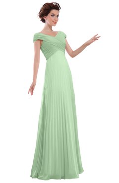 ColsBM Elise Light Green Casual V-neck Zipper Chiffon Pleated Bridesmaid Dresses