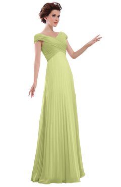 ColsBM Elise Lime Green Casual V-neck Zipper Chiffon Pleated Bridesmaid Dresses