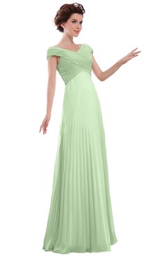 ColsBM Elise Pale Green Casual V-neck Zipper Chiffon Pleated Bridesmaid Dresses