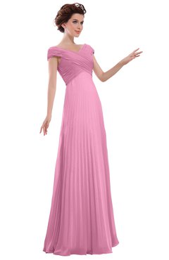 ColsBM Elise Pink Casual V-neck Zipper Chiffon Pleated Bridesmaid Dresses
