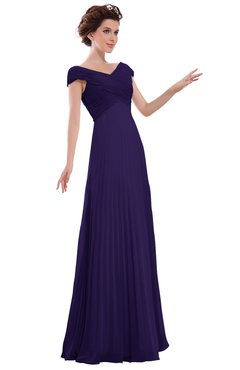 ColsBM Elise Royal Purple Casual V-neck Zipper Chiffon Pleated Bridesmaid Dresses