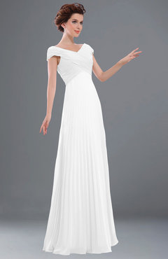 ColsBM Elise White Casual V-neck Zipper Chiffon Pleated Bridesmaid Dresses