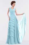 ColsBM Tessa Aqua Romantic Sleeveless Zip up Chiffon Floor Length Tiered Bridesmaid Dresses