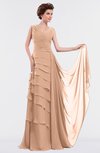 ColsBM Tessa Burnt Orange Romantic Sleeveless Zip up Chiffon Floor Length Tiered Bridesmaid Dresses