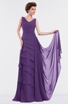 ColsBM Tessa Dark Purple Romantic Sleeveless Zip up Chiffon Floor Length Tiered Bridesmaid Dresses