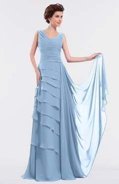 ColsBM Tessa Dusty Blue Romantic Sleeveless Zip up Chiffon Floor Length Tiered Bridesmaid Dresses