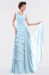 ColsBM Tessa Ice Blue Romantic Sleeveless Zip up Chiffon Floor Length Tiered Bridesmaid Dresses