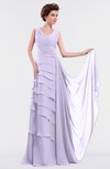ColsBM Tessa Light Purple Romantic Sleeveless Zip up Chiffon Floor Length Tiered Bridesmaid Dresses