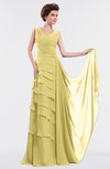 ColsBM Tessa Misted Yellow Romantic Sleeveless Zip up Chiffon Floor Length Tiered Bridesmaid Dresses