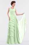 ColsBM Tessa Pale Green Romantic Sleeveless Zip up Chiffon Floor Length Tiered Bridesmaid Dresses