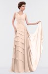 ColsBM Tessa Peach Puree Romantic Sleeveless Zip up Chiffon Floor Length Tiered Bridesmaid Dresses