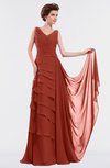 ColsBM Tessa Rust Romantic Sleeveless Zip up Chiffon Floor Length Tiered Bridesmaid Dresses