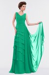 ColsBM Tessa Sea Green Romantic Sleeveless Zip up Chiffon Floor Length Tiered Bridesmaid Dresses