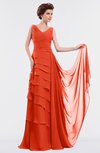 ColsBM Tessa Tangerine Tango Romantic Sleeveless Zip up Chiffon Floor Length Tiered Bridesmaid Dresses
