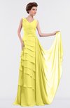 ColsBM Tessa Yellow Iris Romantic Sleeveless Zip up Chiffon Floor Length Tiered Bridesmaid Dresses