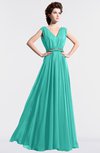 ColsBM Cordelia Blue Turquoise Vintage A-line Sleeveless Chiffon Floor Length Pleated Bridesmaid Dresses