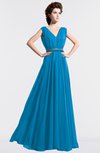 ColsBM Cordelia Cornflower Blue Vintage A-line Sleeveless Chiffon Floor Length Pleated Bridesmaid Dresses