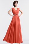 ColsBM Cordelia Fusion Coral Vintage A-line Sleeveless Chiffon Floor Length Pleated Bridesmaid Dresses
