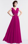ColsBM Cordelia Hot Pink Vintage A-line Sleeveless Chiffon Floor Length Pleated Bridesmaid Dresses