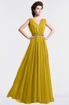 ColsBM Cordelia Lemon Curry Vintage A-line Sleeveless Chiffon Floor Length Pleated Bridesmaid Dresses