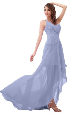 ColsBM Paige Blue Heron Romantic One Shoulder Sleeveless Brush Train Ruching Bridesmaid Dresses