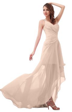 ColsBM Paige Fresh Salmon Romantic One Shoulder Sleeveless Brush Train Ruching Bridesmaid Dresses