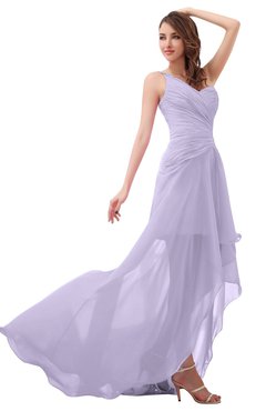 ColsBM Paige Light Purple Romantic One Shoulder Sleeveless Brush Train Ruching Bridesmaid Dresses