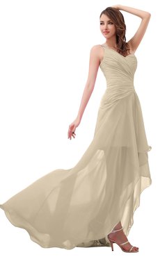 ColsBM Paige Novelle Peach Romantic One Shoulder Sleeveless Brush Train Ruching Bridesmaid Dresses