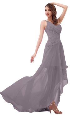 ColsBM Paige Sea Fog Romantic One Shoulder Sleeveless Brush Train Ruching Bridesmaid Dresses