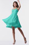 ColsBM Estelle Blue Turquoise Modest A-line One Shoulder Criss-cross Straps Short Ruching Bridesmaid Dresses