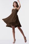 ColsBM Estelle Chocolate Brown Modest A-line One Shoulder Criss-cross Straps Short Ruching Bridesmaid Dresses