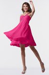 ColsBM Estelle Fandango Pink Modest A-line One Shoulder Criss-cross Straps Short Ruching Bridesmaid Dresses